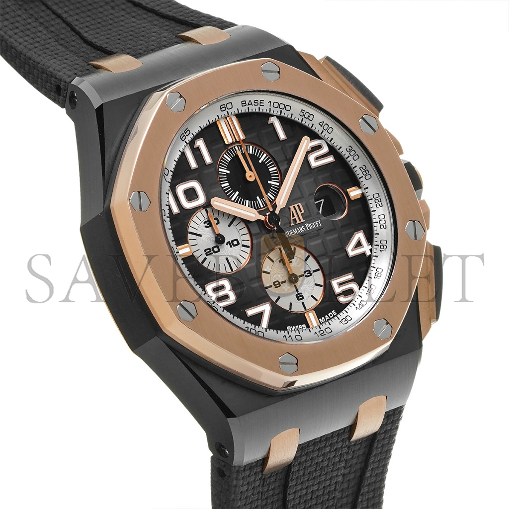 audemars P*g*et royal oak offshore black ceramic 44mm smoked grey roman dial watch 26405nr.oo.a002ca.01